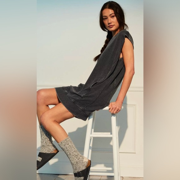 Daily Practice Dresses & Skirts - Daily Practice by Anthropologie Dory Tunic Sleeveless Washed Black Cotton Dress